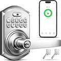 TEEHO TE019 Smart Keyless Entry Door Lock with Handle, App Control, Digital Electronic Keypad, Remote One-Time Code Sharing, Auto Lock & Passage Mode, for Bedroom & Rental, Satin Nickel