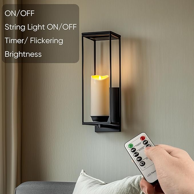 Homemory 4"x9" Outdoor Waterproof Flameless Candles with Timers and Remote Control, Battery Operated Candles, LED Plastic Candles, Ivory White, Set of 4