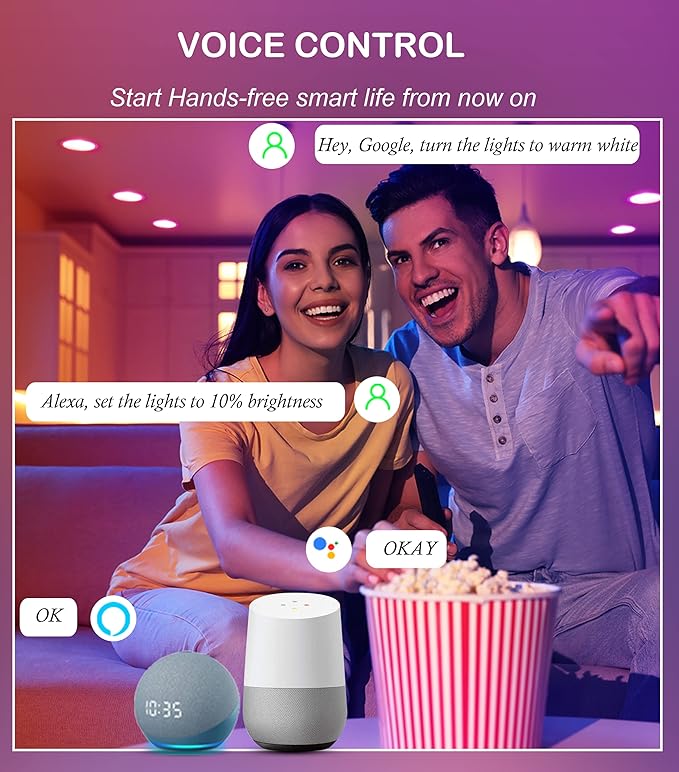 CLOUDY BAY 6inch Smart WiFi LED Recessed Lighting,RGBCW Color Changing, Compatible with Alexa and Google Home Assistant, No Hub Required,15W 2700K-6500K,CRI90+,1 Pack