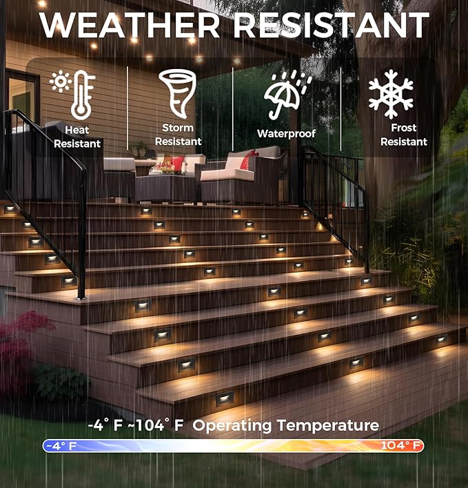 CLOUDY BAY 120V Dimmbale 5 Color LED Indoor Outdoor Step Light,2700K/3000K/3500K/4000K/5000K 3W 50lm,Stair Light,Black,12 Pack