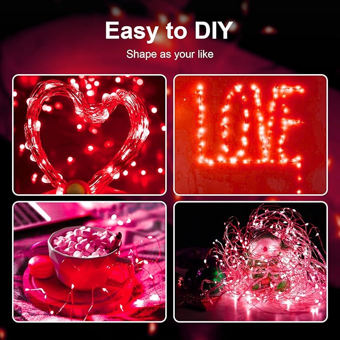ZGWJ Fairy Lights Battery Operated, 12 Pack Red Twinkle String Lights 20 LED 7FT 3 Lighting Modes Waterproof for Bedroom, Halloween, Christmas, Party Indoor and Outdoor Decoration