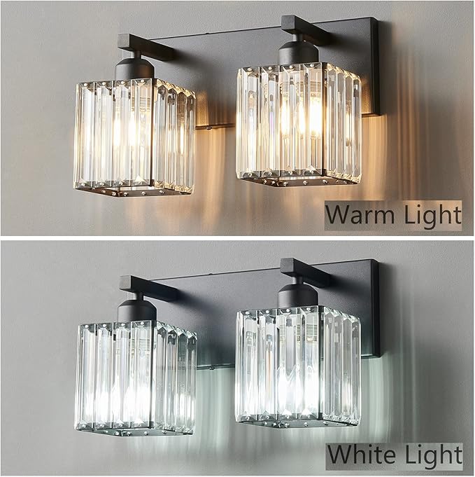 19.5" KnurledBrassWallSconcesSetof2,BronzeBathroomVanityLightFixtureswithWaterRipplesGlassTube,ModernLampforBedroom,LivingRoom,Hallway,Staise,Mirror,Kitchen