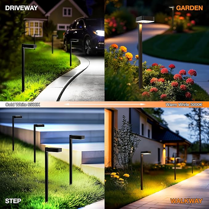 Solar Pathway Lights Outdoor,8 Pack Bright Modern Solar Lights Waterproof with 2 Modes(Cold/Warm White) for Walkway,Yard,Driveway,Garden,Patio