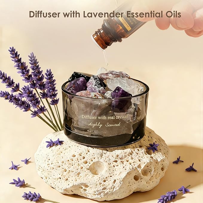 Aroma Stone Passive Diffuser with Essential Oils for Home, Bathroom, Office | Room Scent | Home Decor & Fragrance, Elegant Gift Packaging(Lavender Scent)