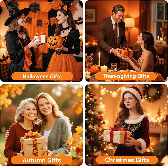 VEEKI Flameless Candles Light, Set of 2 6"x3" Flickering Fall LED Candles with Remote & Timer, Dimmable Pillar Candles Battery Operated, Orange Candles for Fall Halloween Thanksgiving Decor (Orange)