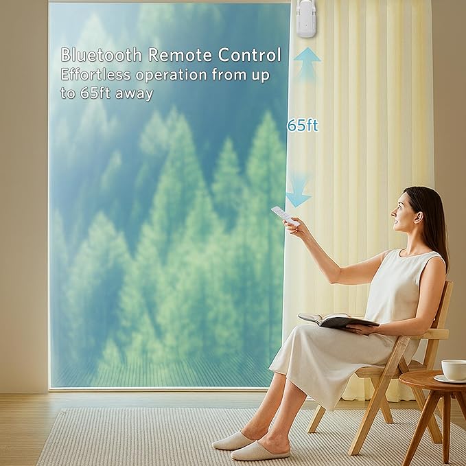 Automatic Curtain Opener Smart Electric: Remote Control Motorized Curtain Robot for Bedroom Living Room Window - No WiFi Needed - 20KG Load/ 6-Month Battery for Home/Office/Nursery