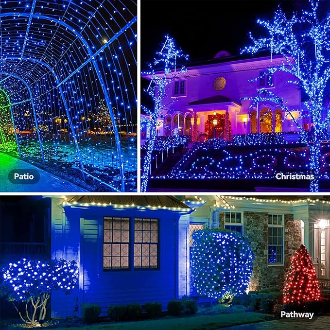 ITICdecor Christmas String Lights Battery Operated, 33ft 100 LED Fairy Lights Outdoor Waterproof with Remote Control Timer, 8 Modes Decorative Lights for Indoor Outdoor Xmas Tree Party Garden (Blue)