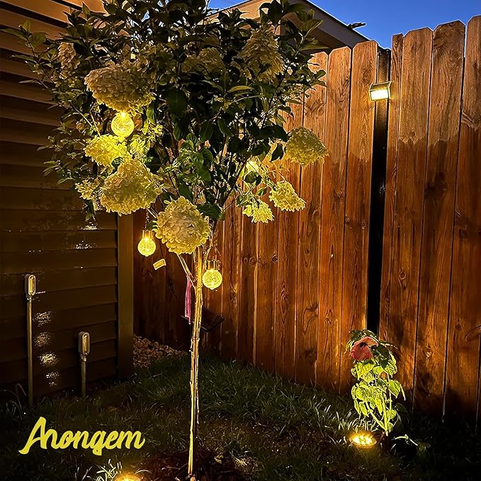 Solar Hanging Lanterns Outdoor: 12 Pack Cracked Glass Ball Lights with Clip - Waterproof Warm White Fairy Globe Lighting Yard Tree Ornaments - Gardening Gifts for Mom Grandma