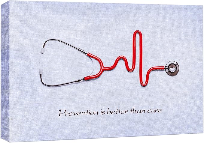 wall26 Canvas Print Wall Art Stethoscope with Prevention & Cure Inspirational Quote Medicine People Digital Art Modern Art Contemporary Scenic Colorful for Living Room, Bedroom, Office - 24"x36"