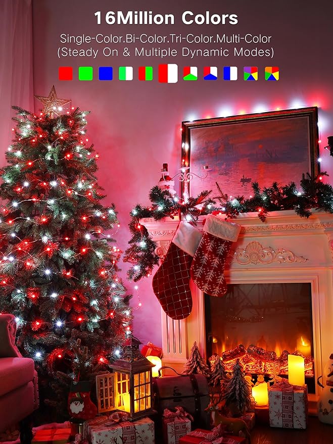 BrizLabs Smart Fairy String Lights, 66ft 200 LED WiFi Easter Fairy Lights App Control, Dimmable Pastel Light Rainbow Christmas Lighting, Music Sync RGB Xmas Lighting Work with Alexa & Google Home
