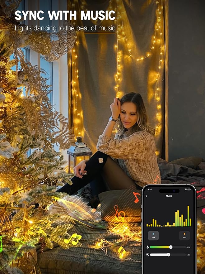 BrizLabs Smart Christmas Lights with App & Voice Control, 180ft 500 LED Warm White & Multicolor Color Changing String Lights, Dimmable Christmas Tree Light String Clear Wire for Xmas Tree Party Decor