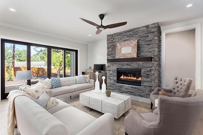 Big Ass Fans – Haiku L, Smart Ceiling Fan – Energy Efficient Cooling for Home, Bedroom, Office, Living Space, and More – 16 Lighting Settings with 7 Speed Settings – 52” - Caramel/White