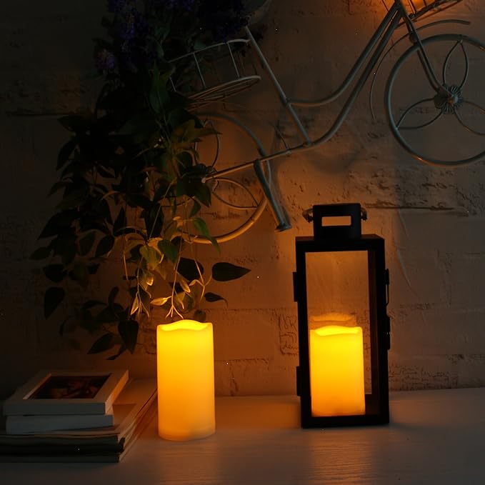 CANDLE CHOICE Waterproof Outdoor Battery Operated Flameless Candles with Timer Realistic Flickering Plastic Fake Electric LED Pillar Lights for Lantern Garden Wedding Christmas Decorations 3 Pack