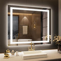 LOAAO 42"x36" LED Bathroom Mirror with Lights, Anti-Fog, Dimmable, Backlit + Front Lit, Lighted Bathroom Vanity Mirror for Wall, Memory Function
