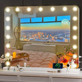 Hasipu Vanity Mirror with Lights, 40" x 32" Makeup Mirror, Light up Mirror with 19 Dimmable LED Lights and 10X Magnification, 3 Colors Modes, Touch Control, USB Charging Port, White (Round)