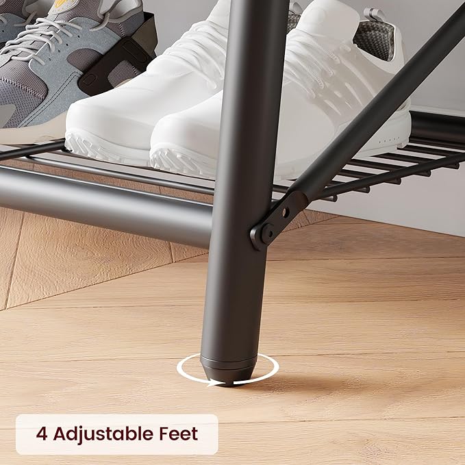 Coat Rack, Floorstanding Hall Tree with Shoe Rack, Wooden and Metal Coat Stand, Industrial Clothes Rack, for Hallway, Living Room, Bedroom, 39.4''x14''x72.5'', Rustic Brown