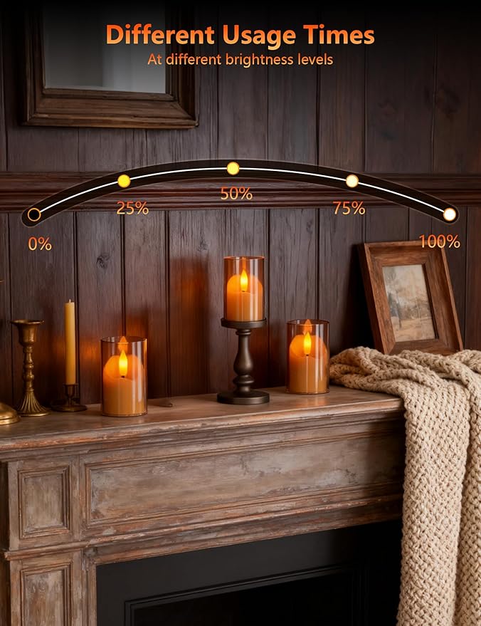 Rechargeable Operated Acrylic LED Tealight with Remote Control and Timer,Amber Flickering Flameless Candles for Home Decor, Valentines, Holidays (Set of 6