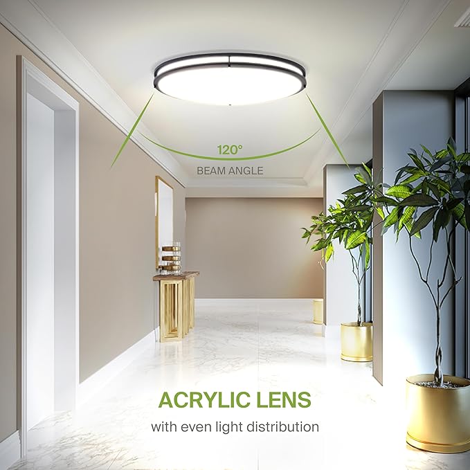ASD LED 32" Oval Flush Mount Lighting, Close to Ceiling Light Fixture | 3CCT, Dimmable, Energy Star, ETL Listed | 45W 3750LM 3000-5000K 100-277V | Low Profile Double Ring Lamp | Dark Bronze