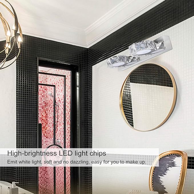 Waterproof LED Mirror Front Light, 16W, 4 Lights, 85-265V, Round Makeup Lights, White - IP65 Protection, Energy Saving, Bathroom and Dressing Room Use (2 Lights)