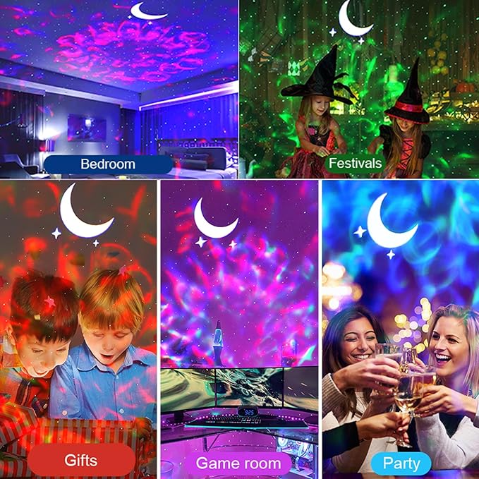 Children Gift Galaxy Projector Star Night Light - 3-in-1 Moon Star Aurora Projector for Bedroom, Clap-Activated Music Sync,14M Colors, Nursery & Adult Sleep Aid (No Music/Alexa)