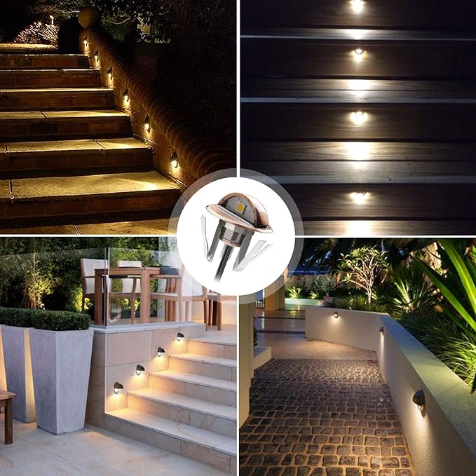 LED Deck Stair Lighting Kit, Low Voltage Patio Deck Lamp IP65 Φ1.38 Indoor Outdoor Wood Recessed Yard Garden Patio Step Landscape Pathway Decor Lights, Bronze (Warm White, Pack of 10)