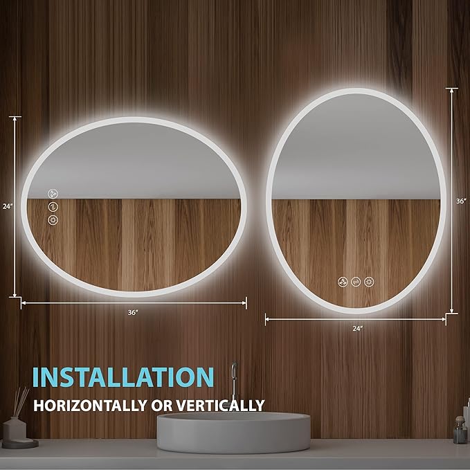 Blossom 24'' x 36'' LED Mirror for Bathroom Lighted Vanity Mirror for Wall Front Lights + Backlit LED Bathroom Mirror Anti-Fog Tempered Glass ETL Listed, Wall Mounted LED Vanity Mirror