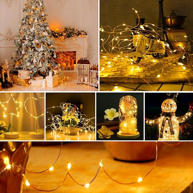 ZGWJ Fairy Lights Battery Operated, 50 Pack Twinkle String Lights 20 LED 7FT 3 Lighting Modes for Bedroom Decor, Easter, Halloween, Christmas, Party Indoor and Outdoor Decoration Warm White