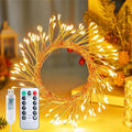 USB Operated Fairy Christmas Lights, 10FT 120LEDs Twinkle Cluster Light with 8 Modes & Remote, Silver Wire Firecracker String Lights for Garland, Room, Bedroom, DIY, Wedding Christmas Tree Decoration
