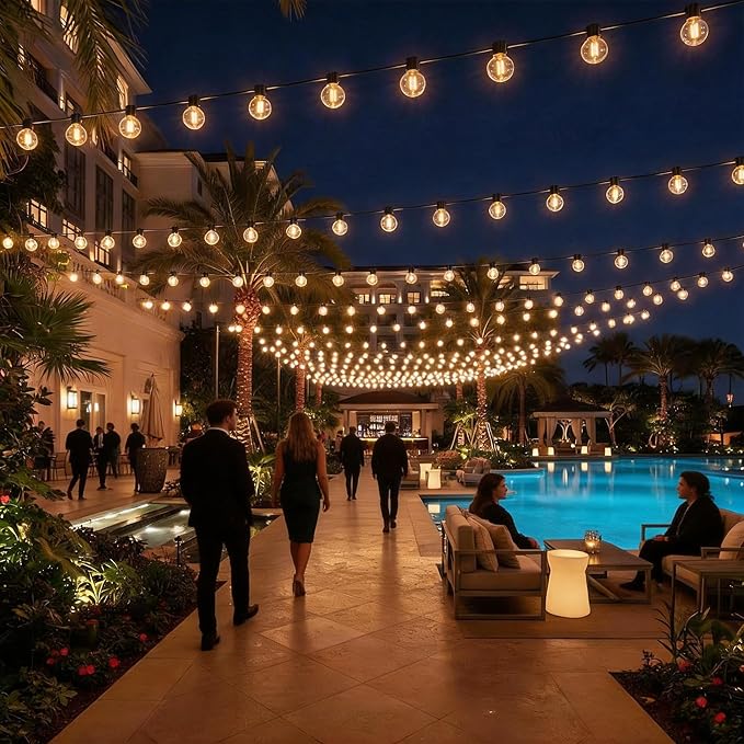 RTTY 300 FT Outdoor String Lights Patio Light for Outside, Waterproof G40 Shatterproof LED Bulbs, Dimmable Hanging Connectable Globe Lighting for Bistro, Backyard, Cafe, Porch, Balcony, Market, 2700K