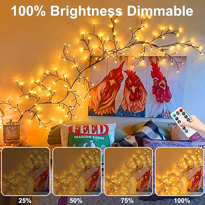 Enchanted Willow Vine Lights with Remote, Christmas Decorations DIY Vines for Room Decor, 142 LEDs Artificial Plants Tree Branches,8 Modes Vines Lights for Bedroom Wall Home Party Wedding Decor(1PCS)