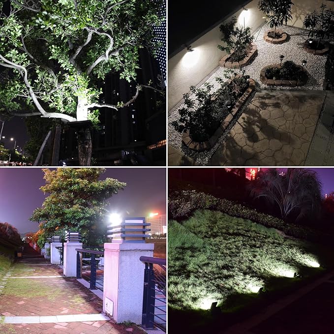 Solar Lights for Outside Dusk to Dawn with 16FT Cord Solar Flood Light 4400mAh Waterproof 6000K LED Lighting for Outside, Flag Pole, Shed, White 2 Pack