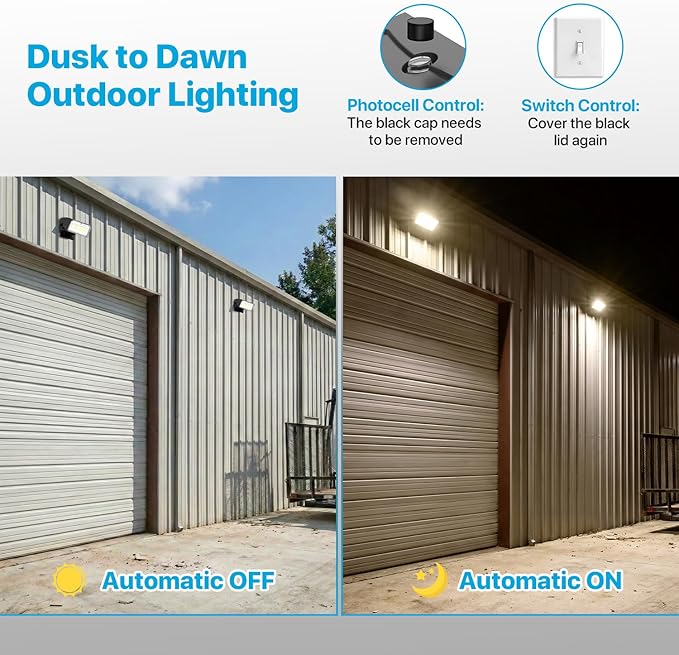 LED Wall Pack Light - 30W/40W/60W - 𝟏𝟐𝟎𝐕 3000K Porch Light Not Disturbing Neighbors - Full Cut Off Down Lights Outdoor - Dusk to Dawn Security Lights for House Garage Entryway Patio Driveway