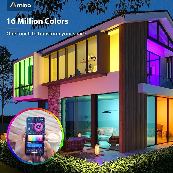 Amico 6 Pack 5/6 Inch WiFi LED Recessed Can Smart Matter Lights, RGBCW Color Changing Retrofit Recessed Lighting, Voice & APP Control, 12W=110W 1100LM, Alexa & Google Compatible, ACK, IC & ETL