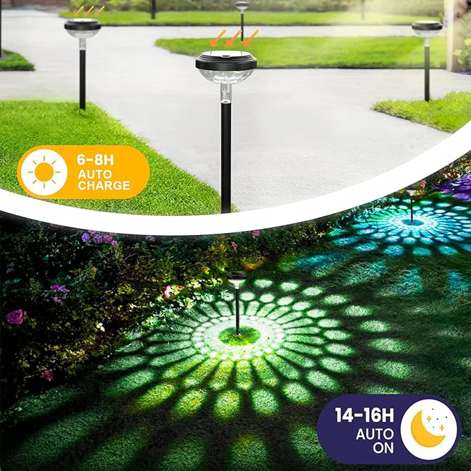 KVM Solar Lights Outdoor Waterproof, 10 Pack Bright Solar Pathway Lights, Multicolor & Warm White LED,Outdoor Solar Lights for Pathway Garden Yard Walkway Lawn Patio Landscape Decor (10)