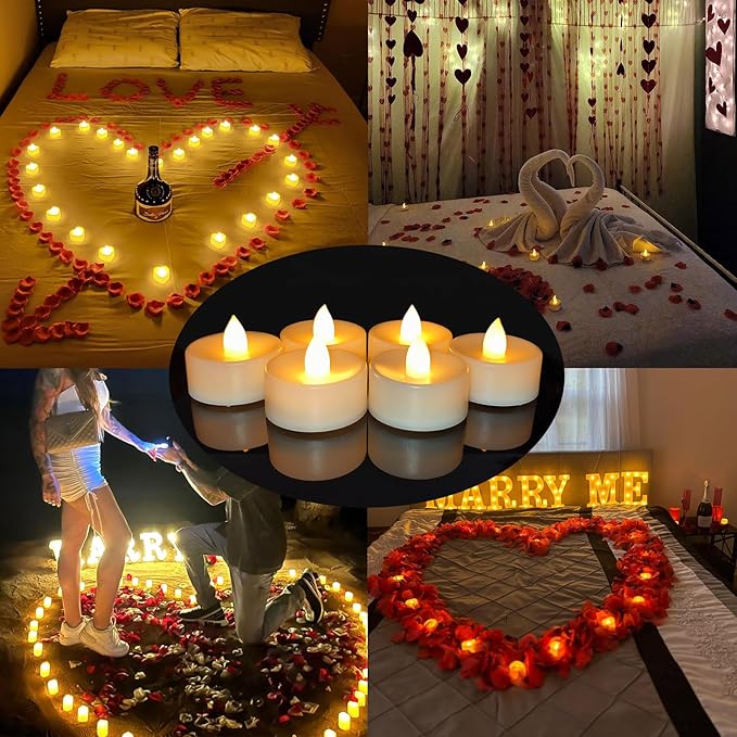 12 Pack Battery Operated Tea Lights Candles Flickering Flameless LED Lights, Long Lasting 200+ Hours Realistic Electric TeaLights Fake Plastic candles for Wedding, Centerpieces, Halloween, Christmas