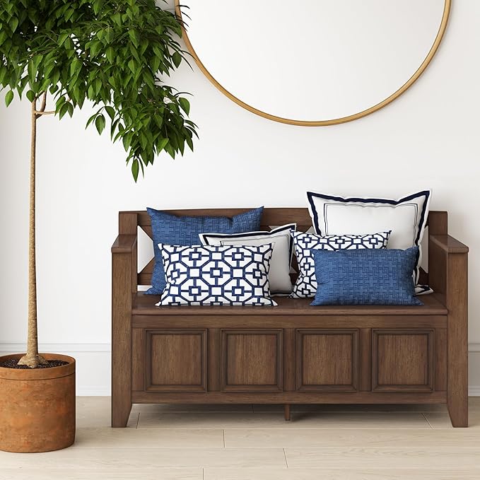 SIMPLIHOME Amherst Entryway Storage Bench - 48 inch Wide Solid Wood Hallway Seat in Rustic Natural Aged Brown, Transitional Bench for Entryway or Living Room with Lift-Up Lid and Spacious Storage