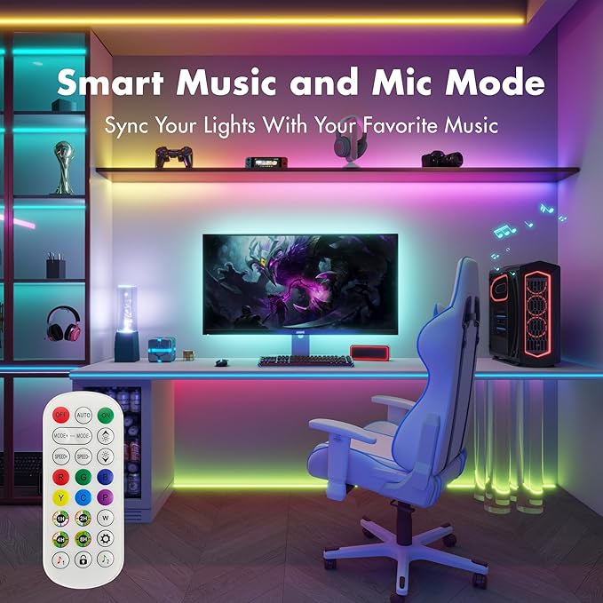 Smart IC RGB LED Strip Lights 65.6FT, Segmented DIY Color Changing, Rainbow Chasing Effects, WiFi App/Voice Control, Music Sync, Works with Alexa & Google Assistant, LED Lights for Bedroom Decor
