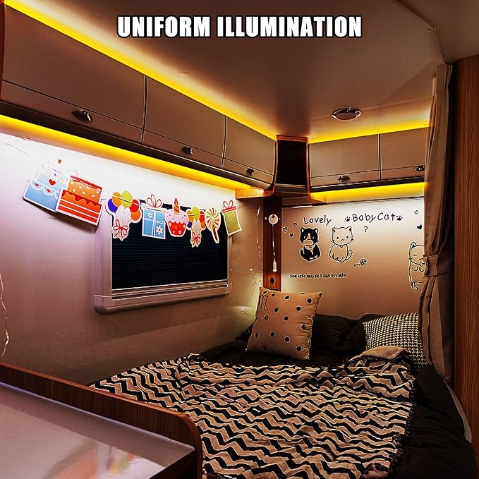 5V Yellow USB COB Led Strip Light with RF Remote, 4.92ft 2000K Dimmable USB Powered Amber COB Led Light Strip, Indoor COB Led Light for Cabinet, TV, Camping, Monitor, Showcase, Motorhome