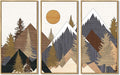 KUVIOKE Mountains Framed Wall Art Sun Range Landscape Wall Decor Farmhouse Bedroom Living Room Ready to Hang 8x16in3pcs Natural Framed