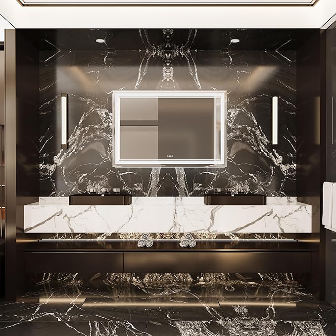 48"x32" LED Bathroom Mirror, Front Smart Mirror, LED Mirror for Bathroom with 3 Colors, Vanity Mirror with Lights, Anti-Fog Wall Mounted, Dimmable Touch Switch Control, Memory