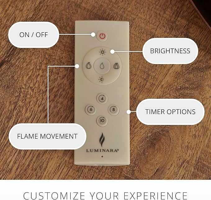 Luminara 10 Features Rechargeable Remote Control On/Off, Timer, Dimmer, Flicker Speed Flameless Candle (USB Type-C Cable Included)