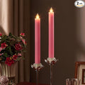 Flameless Taper Candles Flickering with Remote and Timer, 3D Moving Flame Taper Candle Battery Operated to 400 Hours, 9 Inch Window Candles, (Pink-Vertical Stripes)
