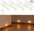 4 Pack Motion Sensor Night Light, Rechargeable Stair Lights Indoor, Warm White Motion Sensor Light Indoor, Battery Operated Night Light for Hallway, Stairway, Bathroom, Bedroom, Kitchen