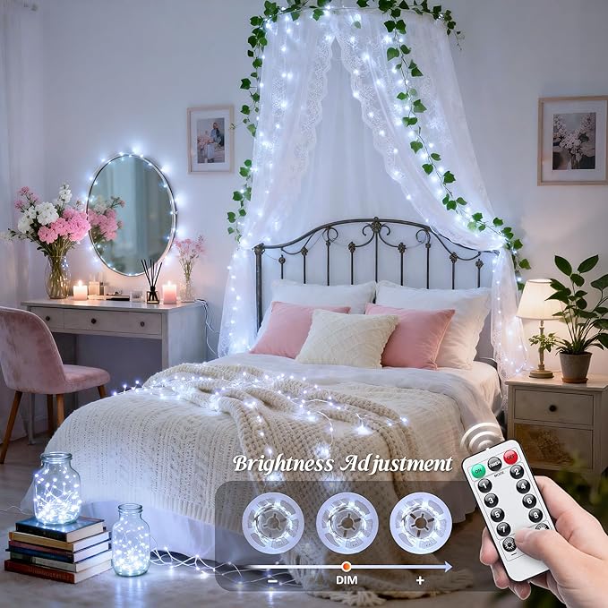 JMEXSUSS White LED Fairy Lights USB Plug in, 33ft 100 LED Twinkle String Lights with Remote for Bedroom, Living Room, Balcony, Birthday Party, Wedding, Tree, Wall, Centerpiece, Christmas