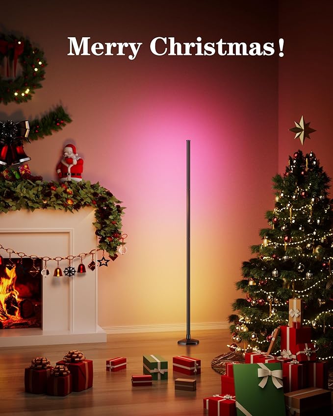 RGB Corner Floor Lamp, 65" Color Changing LED Floor Lamp Music Sync Light Bar Bluetooth APP Remote Control 16 Million DIY Colors, Light Timing, Mood Ambient Lighting