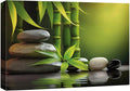 wall26 Canvas Print Wall Art Massage Stone Bamboo Leaf Nature Wilderness Photography Realism Modern Art Decorative Multicolor Rustic Minimal Relax/Calm/Cozy Colorful for Bedroom - 24"x36"