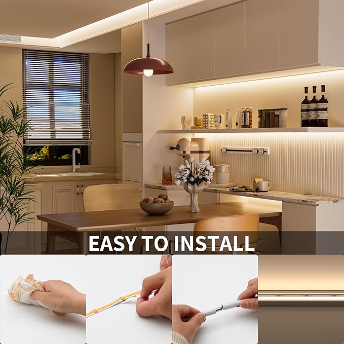 PAUTIX COB LED Strip Light 3780LEDs 24ft/7.5m Natural White 4000K,CRI90+ Super Bright High Lumen,Lead-Free Material 24V Flexible LED Tape,for Home&Office DIY Lighting Project(Adapter Not Included)