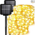 2 Pack Solar Fairy Lights Outdoor, 33 Feet 100 LEDs 8 Modes String Lights for Outside, Waterproof Solar Outdoor Light for Patio Yard Christmas Tree Halloween Wedding Party Decorations, Warm White