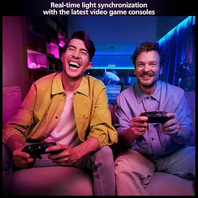 Philips Hue Play HDMI Sync Box 8K + Gradient 65" Smart TV Light Strip - Sync Your Video Games, Movies, and Music - Requires Hue Bridge - Supports Dolby Vision HDR10+ - Control with Hue App