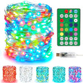 Color Changing Fairy String Lights, 33ft 100 LED Twinkle Lights with Remote & Timer, Multicolor Outdoor Christmas Lights for House Tree 4th of July Bedroom Xmas Indoor Decor